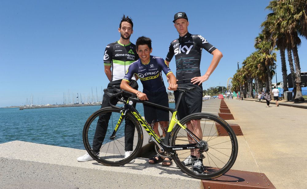 Nathan Haas, Esteban Chaves and Chris Froome