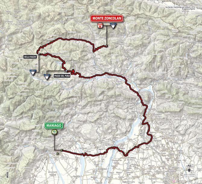 The map of stage 20 of the Giro d'Italia
