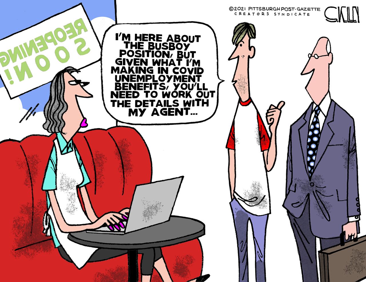 Editorial Cartoon U.S. unemployment benefits