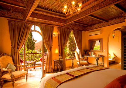 The bedrooms at the Kasbah Tamadot Morocco