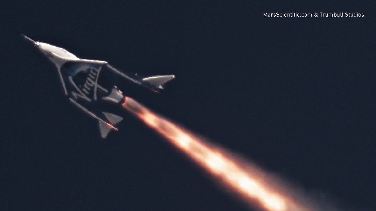 Virgin Galactic&#039;s second SpaceShipTwo, the VSS Unity, performed its first rocket-powered test flight over California&#039;s Mojave Desert on April 5, 2018. The test flight did not aim to reach space.