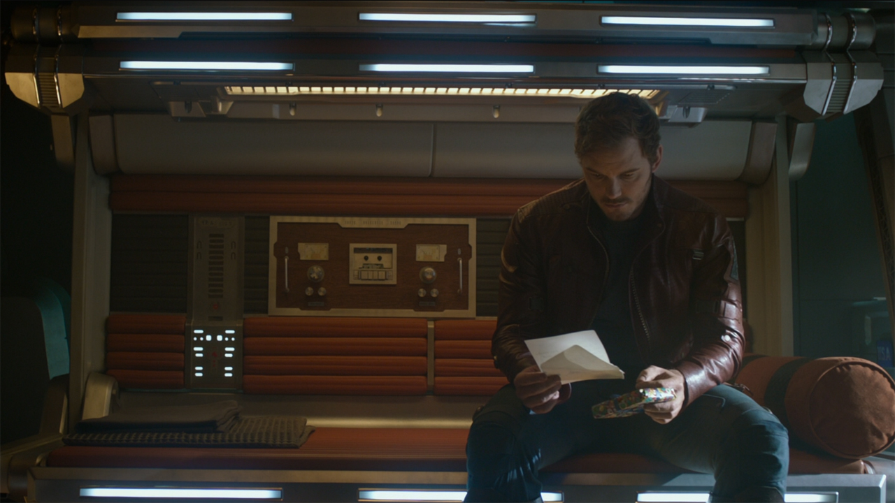 Star-Lord with mom's present in Guardians of the Galaxy