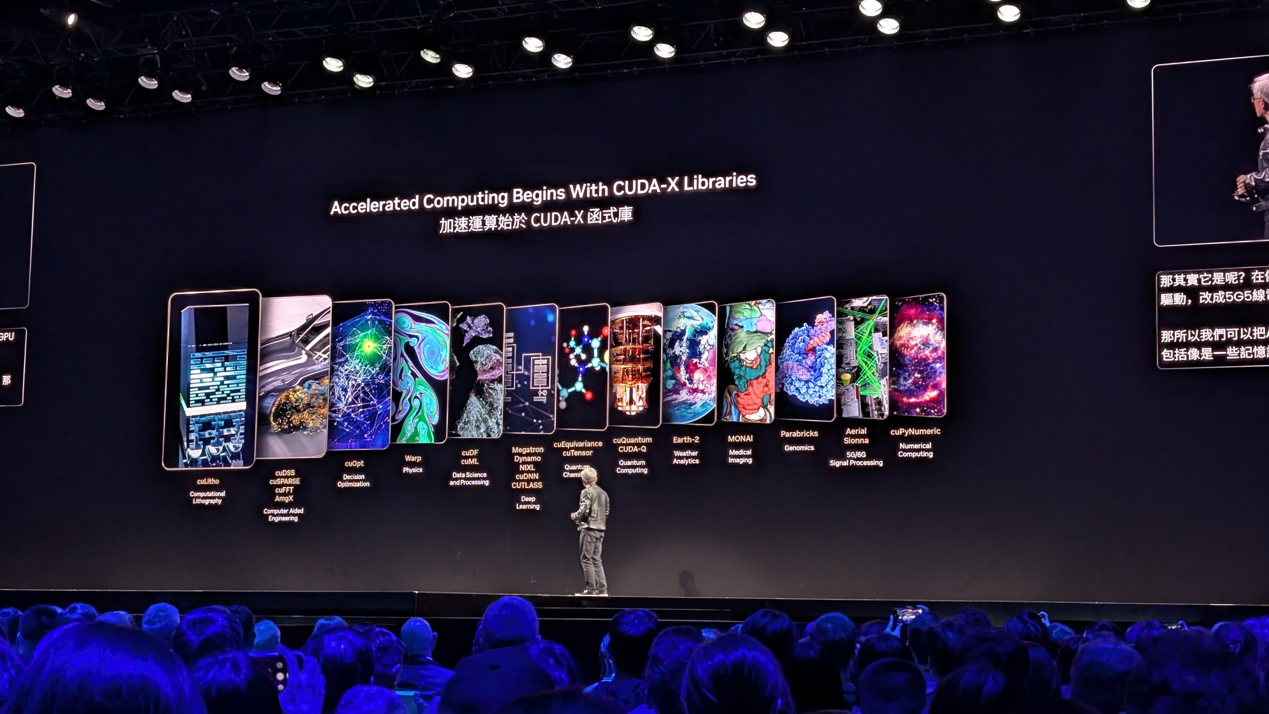 Nvidia slide showing history of accelerating workloads with CUDA-X at Computex 2025