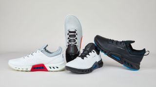 The full range of colors for the new Ecco Biom C4 golf shoe