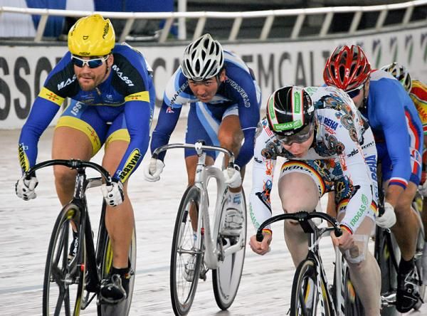 Leandro Hernan Botasso (Argentina) in action in a first round keirin heat.
