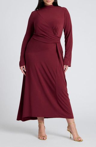 Cowl Back Long Sleeve Maxi Dress