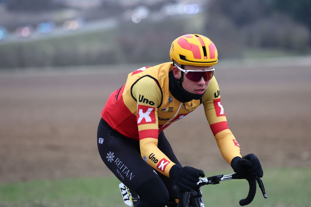 Jonas Gregaard (Uno-X) on the attack on stage 2 of Paris-Nice.