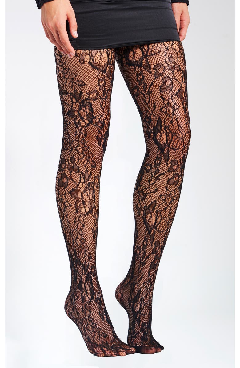 Lace Floral Print Tights