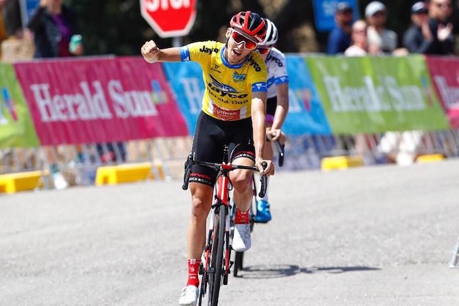 Sunweb&rsquo;s Jai Hindley (Sunweb) wins stage 4 of the 2020 Herald Sun Tour at Mount Buller, increasing his overall lead in the Australian stage race