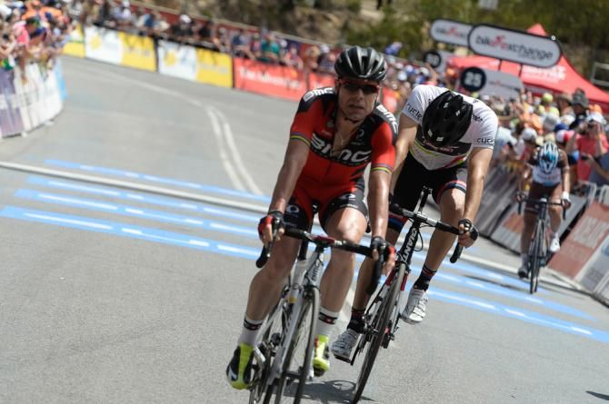 Cadel Evans and Tom Dumoulin finsihed 16 seconds down.