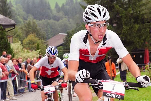 Marc Stuitzmann (Switzerland) climbs.