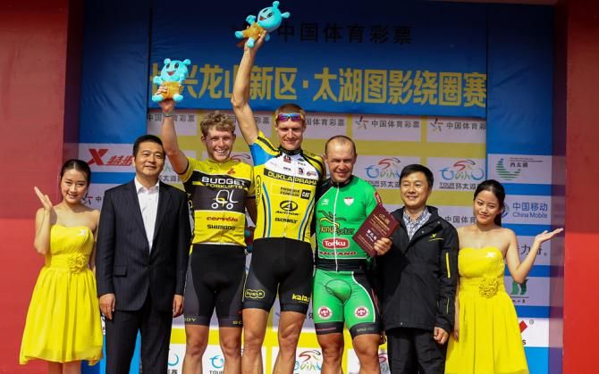 The stage 6 podium prior to the relegation of Alois Kankovsky (ASC Dukla Praha)