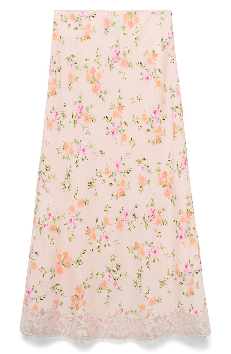 Christy Floral Lace Trim A-Line Midi Skirt