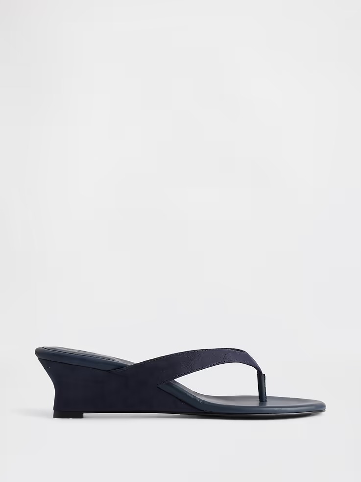 Gap, Vegan Leather Wedge Thong Sandals