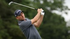 Russell Henley plays his shot from the fifth tee during the Travelers Championship.