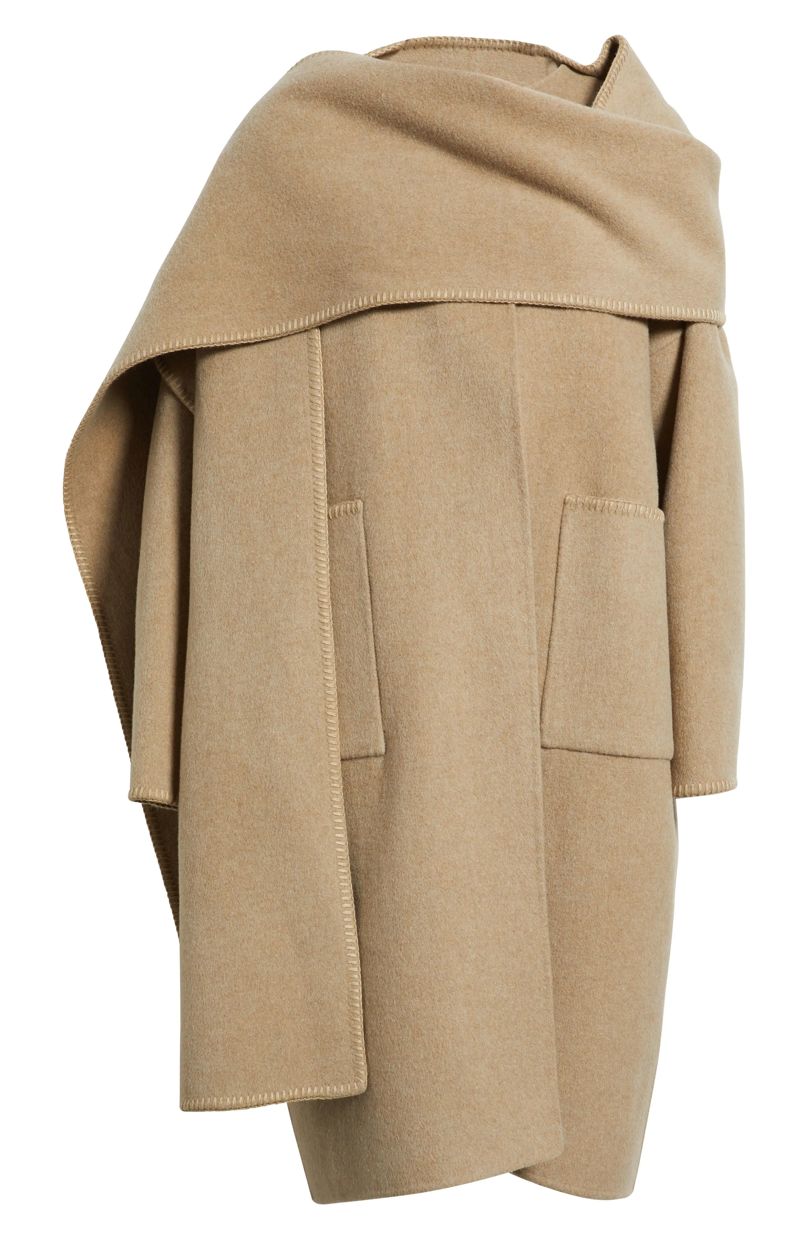 BOSS, Chalet Wool Blend Double Face Coat With Scarf