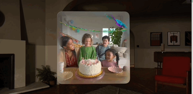 Apple Vision Pro spatial video example of a kid blowing candles out on their cake
