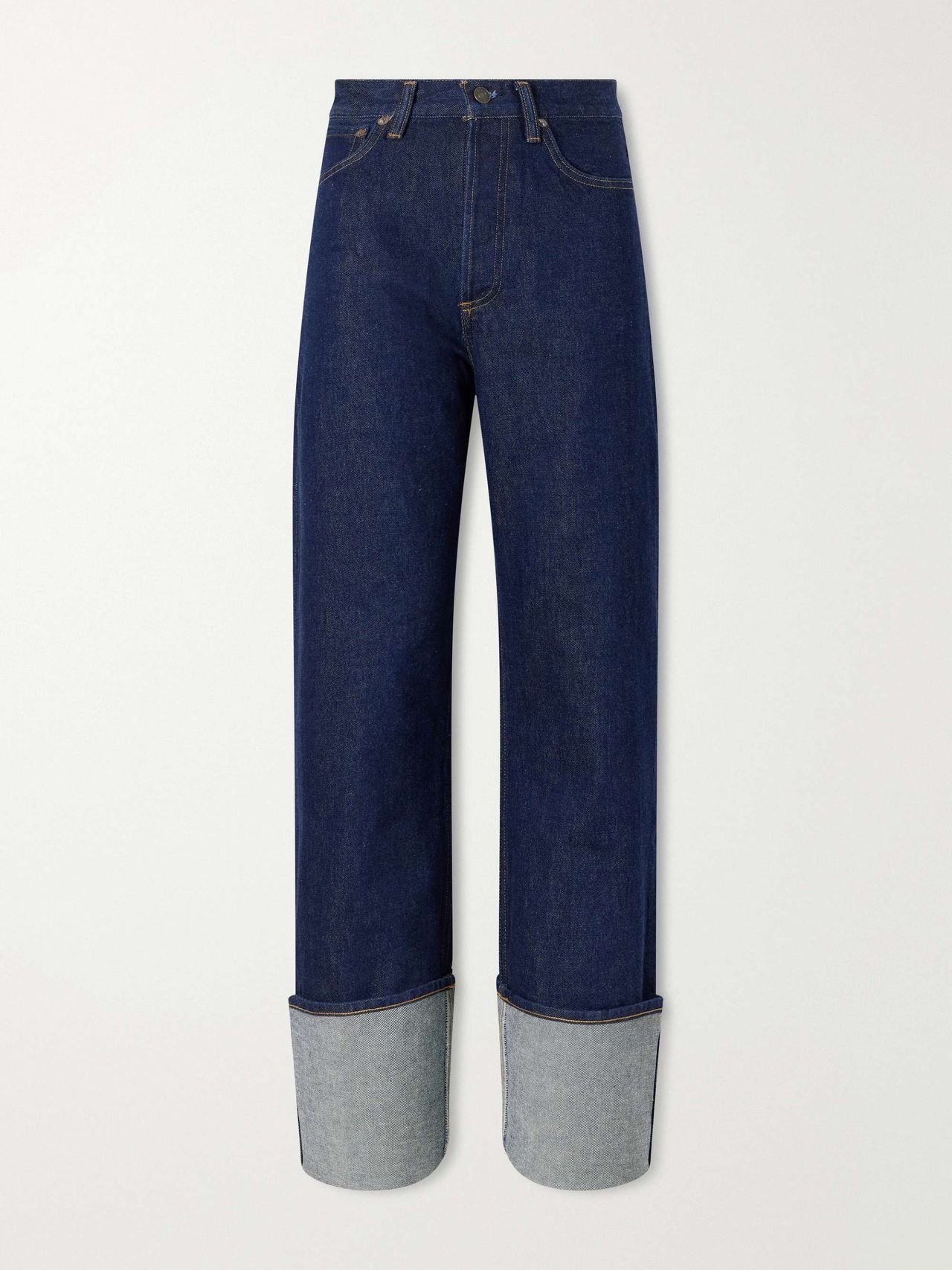 Big Cuff Mid-Rise Straight-Leg Jeans
