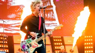 Billie Joe Armstrong of Green Day performs at Wembley Stadium on June 29, 2024 in London, England.