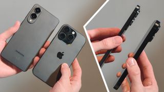 The Samsung Galaxy S25 Edge next to the iPhone 16 Pro