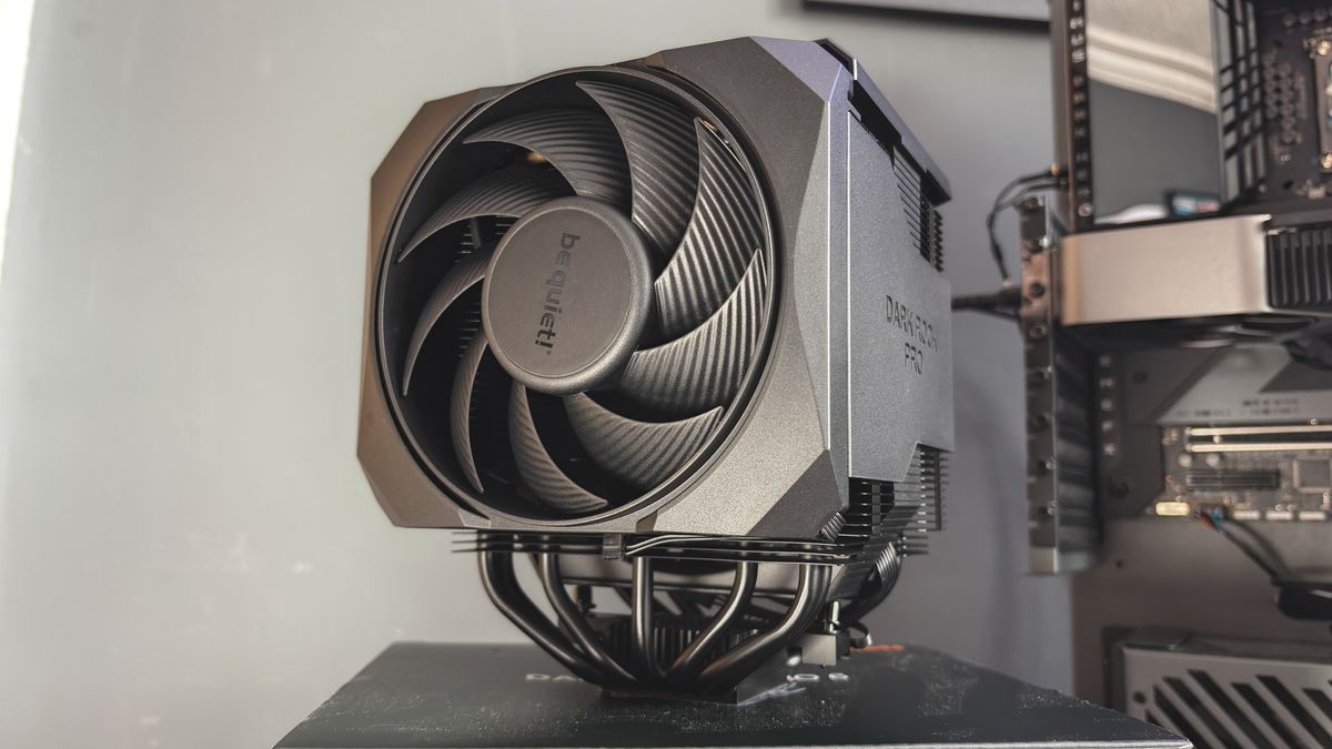 Be Quiet's latest air coolers on a box with black fans.