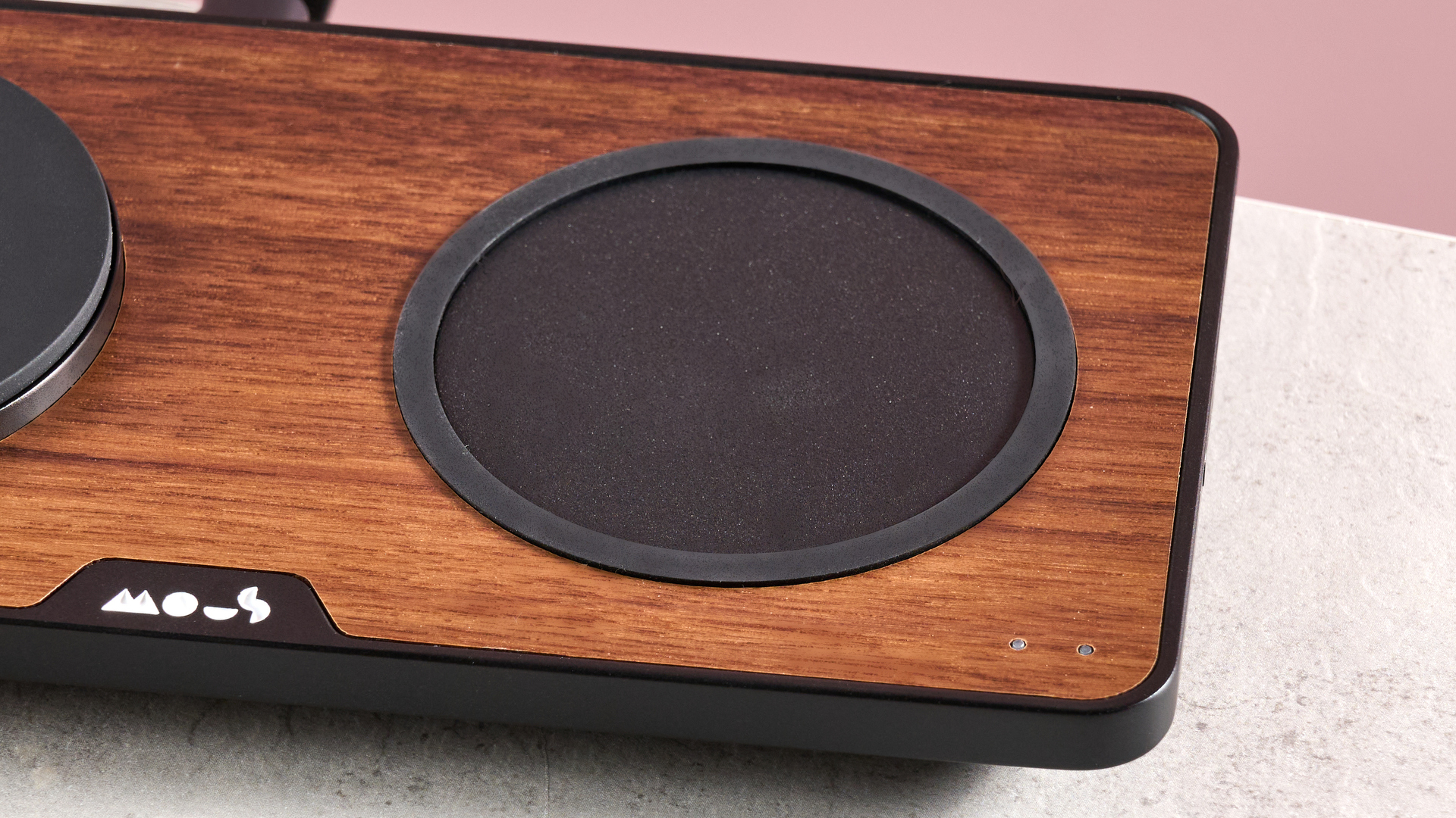 A close-up of the Qi charging pad.
