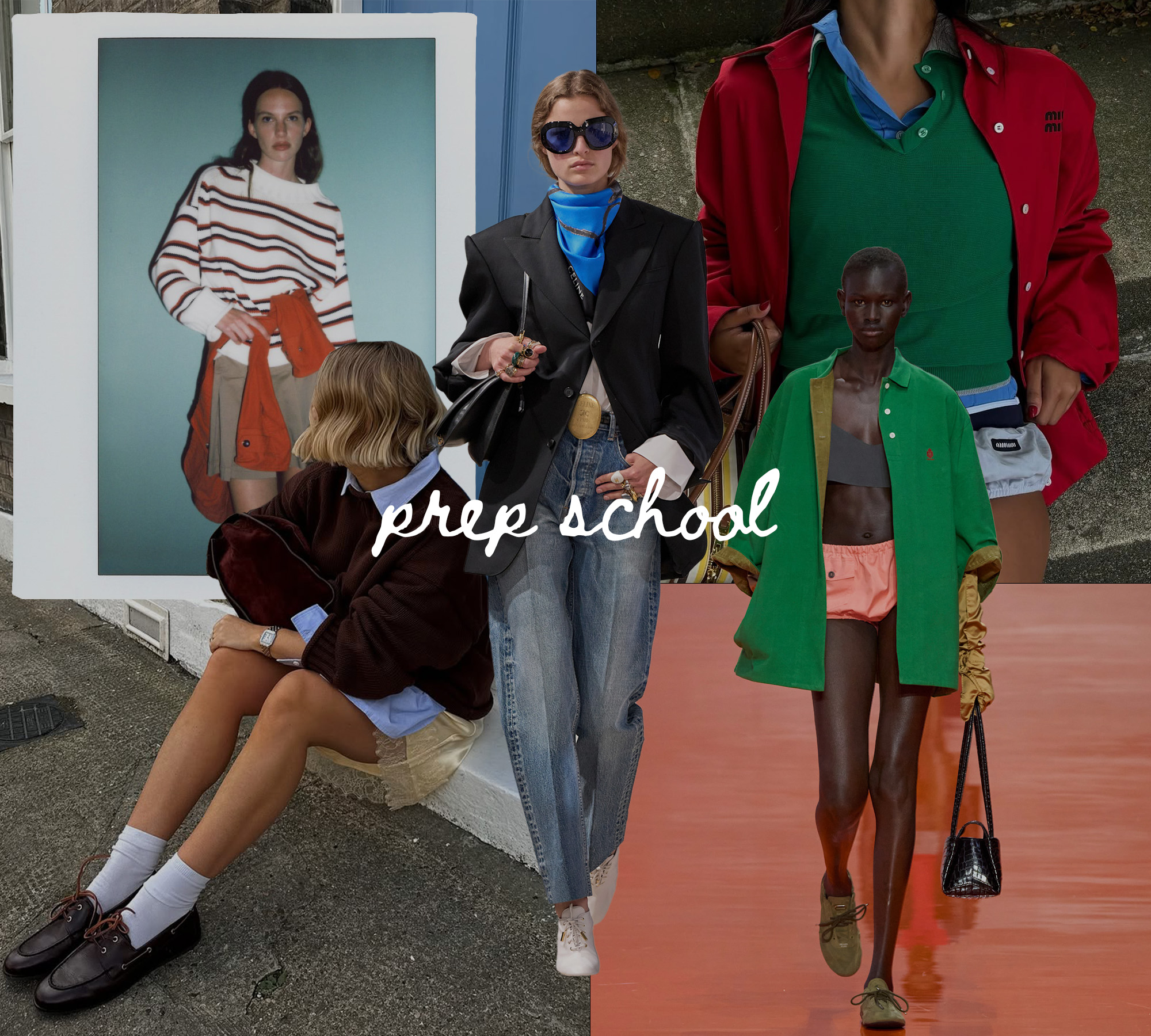 A collage of runway and influencer imagery featuring the biggest style shifts in 2026 fashion.