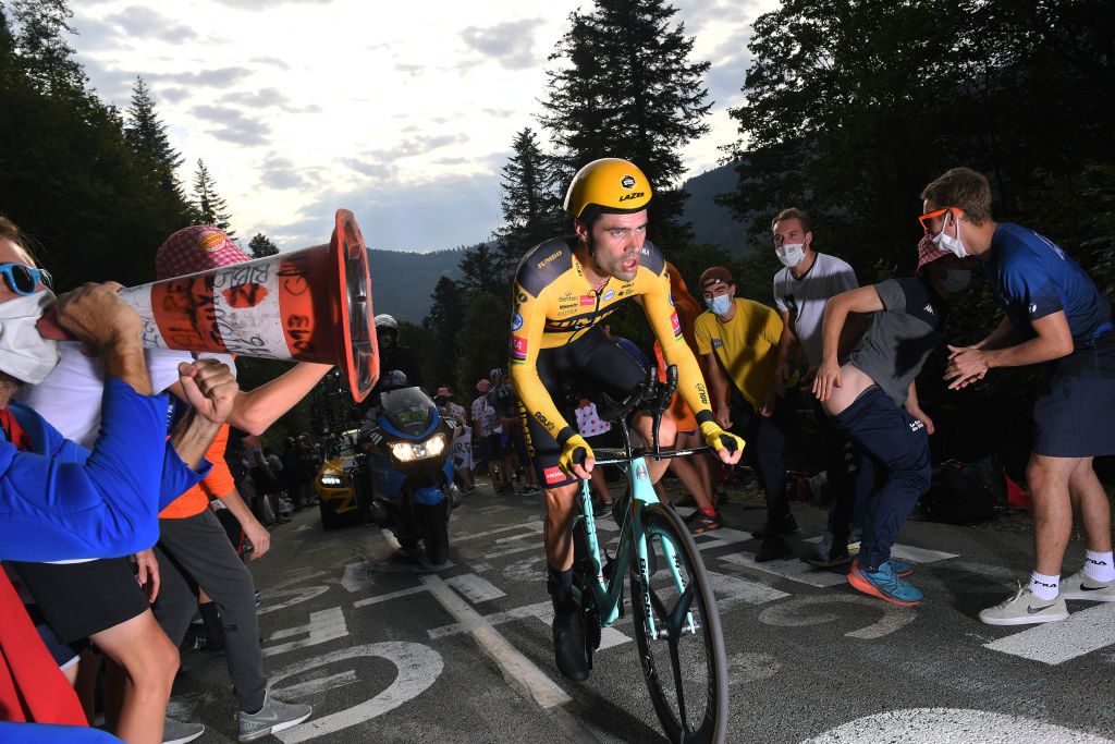 LA PLANCHE FRANCE SEPTEMBER 19 Tom Dumoulin of The Netherlands and Team Jumbo Visma Fans Public during the 107th Tour de France 2020 Stage 20 a 362km Individual Time Trial stage from Lure to La Planche Des Belles Filles 1035m ITT TDF2020 LeTour on September 19 2020 in La Planche France Photo by Tim de WaeleGetty Images