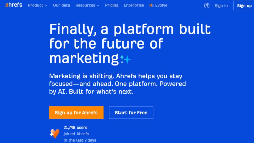 Website screenshot of Ahrefs (July, 2025)