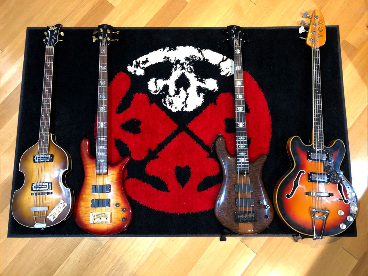 Hofner, Spector and Vox bass guitars