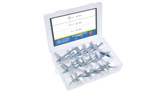 Clear box of spring toggle plasterboard fixings