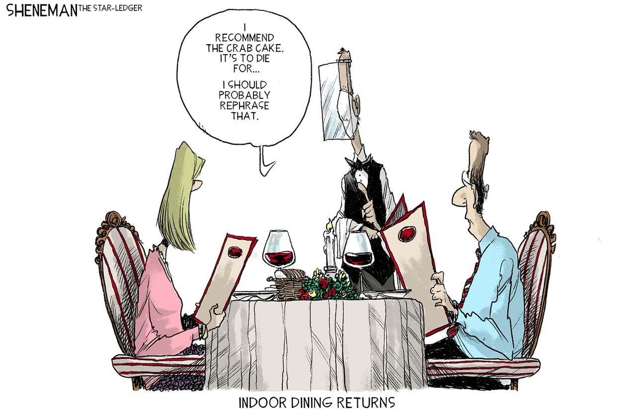 Editorial Cartoon U.S. COVID indoor dining