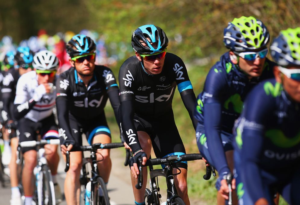 Movistar and Team Sky on the front in La Fleche Wallonne