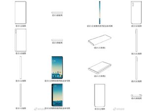 The Xiaomi patent depicts a book-like wraparound display, where the Alpha design had a strip down the back