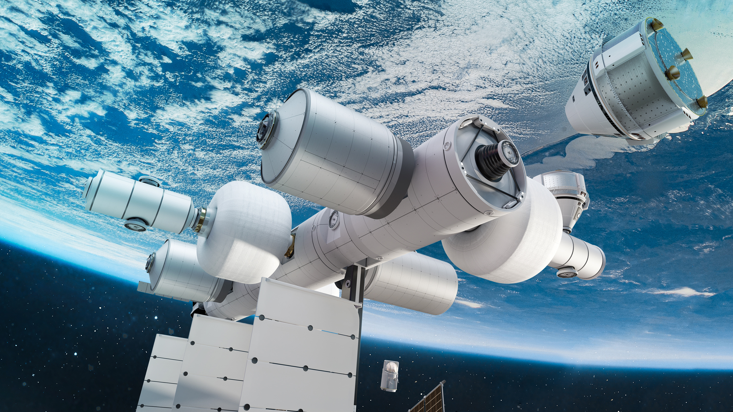 Blue Origin, 2020'lerin sonunda uçmaya başlamak için özel bir uzay istasyonu olan Orbital Reef'i inşa etmek için Sierra Space, Boeing ve diğerleri ile birlikte çalıştı.