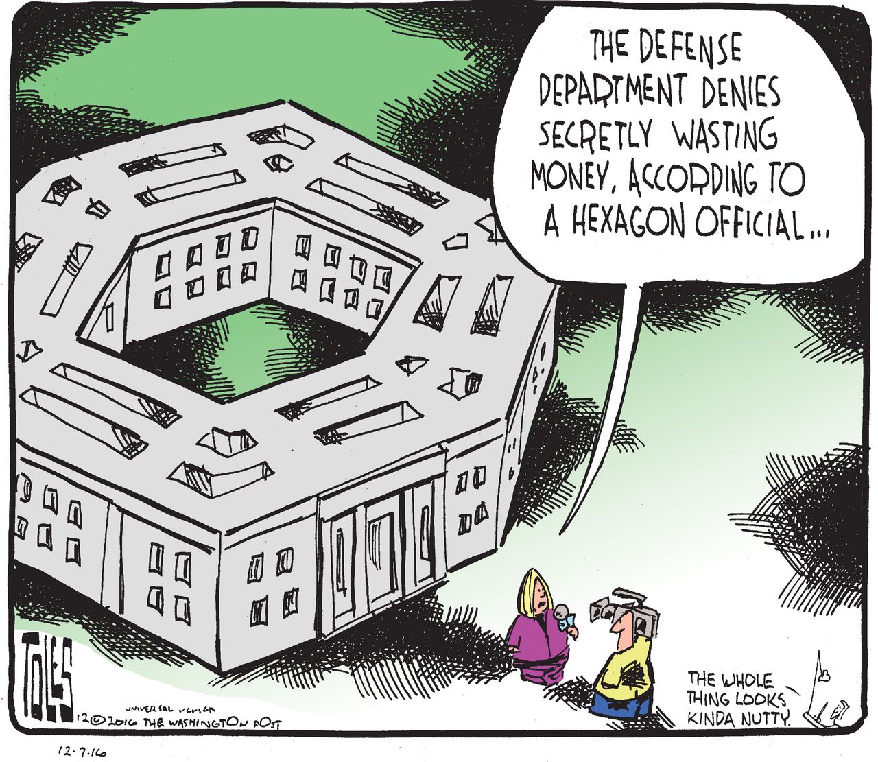 Political cartoon U.S. Defense Department wasting money