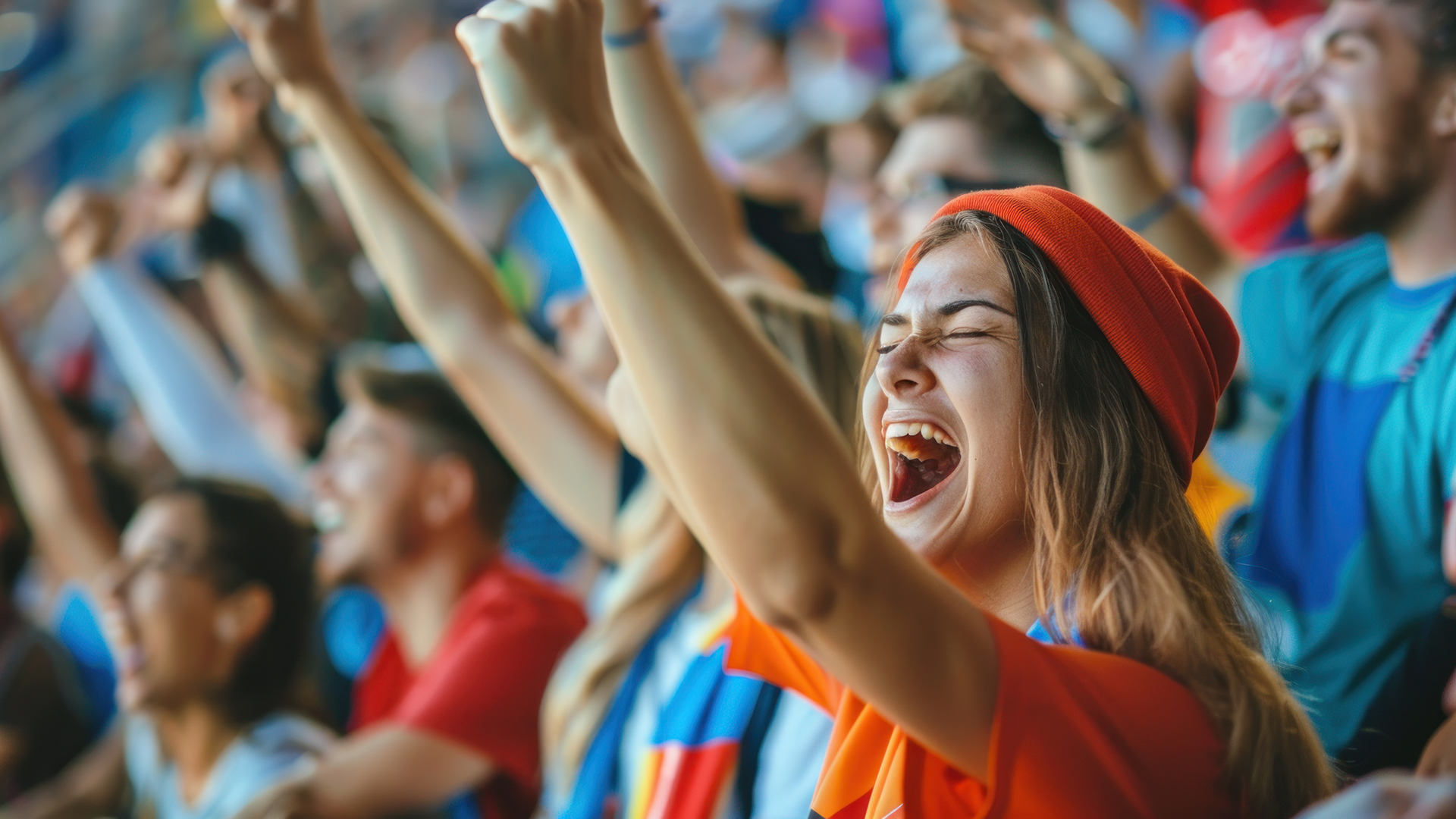 Football fans happy watching the game