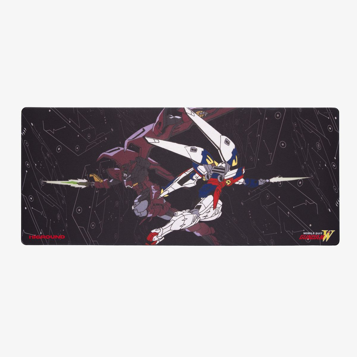 Black Gundam mousemat with two gundams doing battle