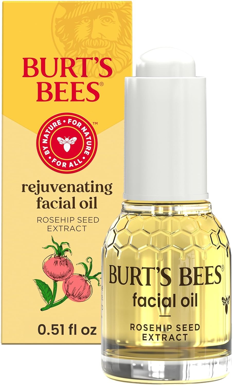 Burt's Bees, Burt's Bees Gua Sha Face Oil With Rosehip Seed Extract, Reduces Appearance of Fine Lines and Wrinkles, Use With Ice Roller &amp;amp; Facial Tools, Natural Origin Skin Care, 0.51 Fl. Oz.