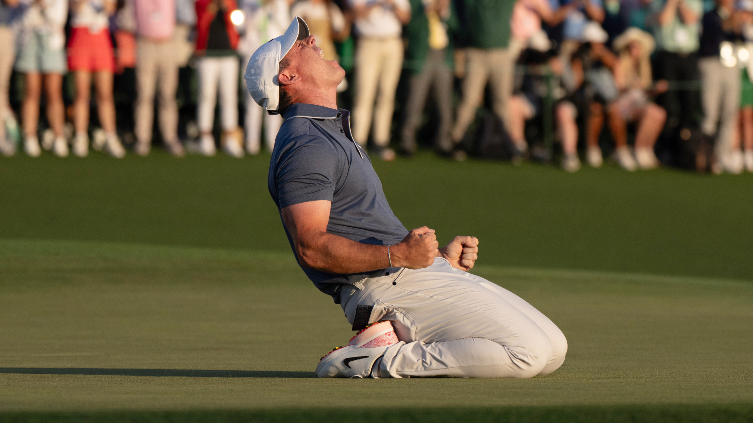 Rory McIlroy celebrates winning The Masters in 2025