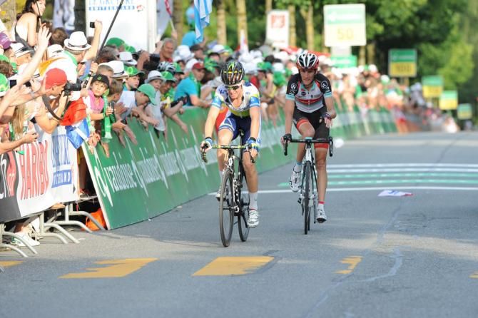 Cameron Meyer (Orica-GreenEdge) suffered an ill-timed flat and dropped from 8th to 10th on general classification