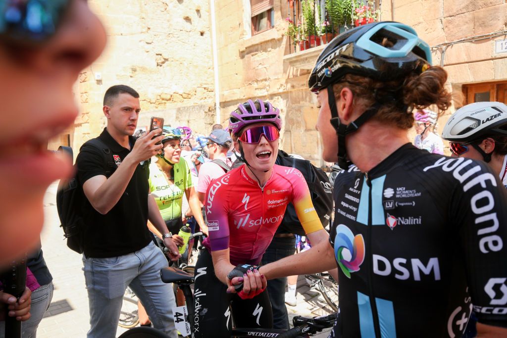 LABASTIDA SPAIN MAY 13 Demi Vollering of Netherlands and Team SD Worx celebrates winning during the 1st Itzulia Women 2022 Stage 1 a 1059km stage from VitoriaGasteiz to Labastida ItzuliaWomen UCIWWT on May 13 2022 in Labastida Spain Photo by Gonzalo Arroyo MorenoGetty Images