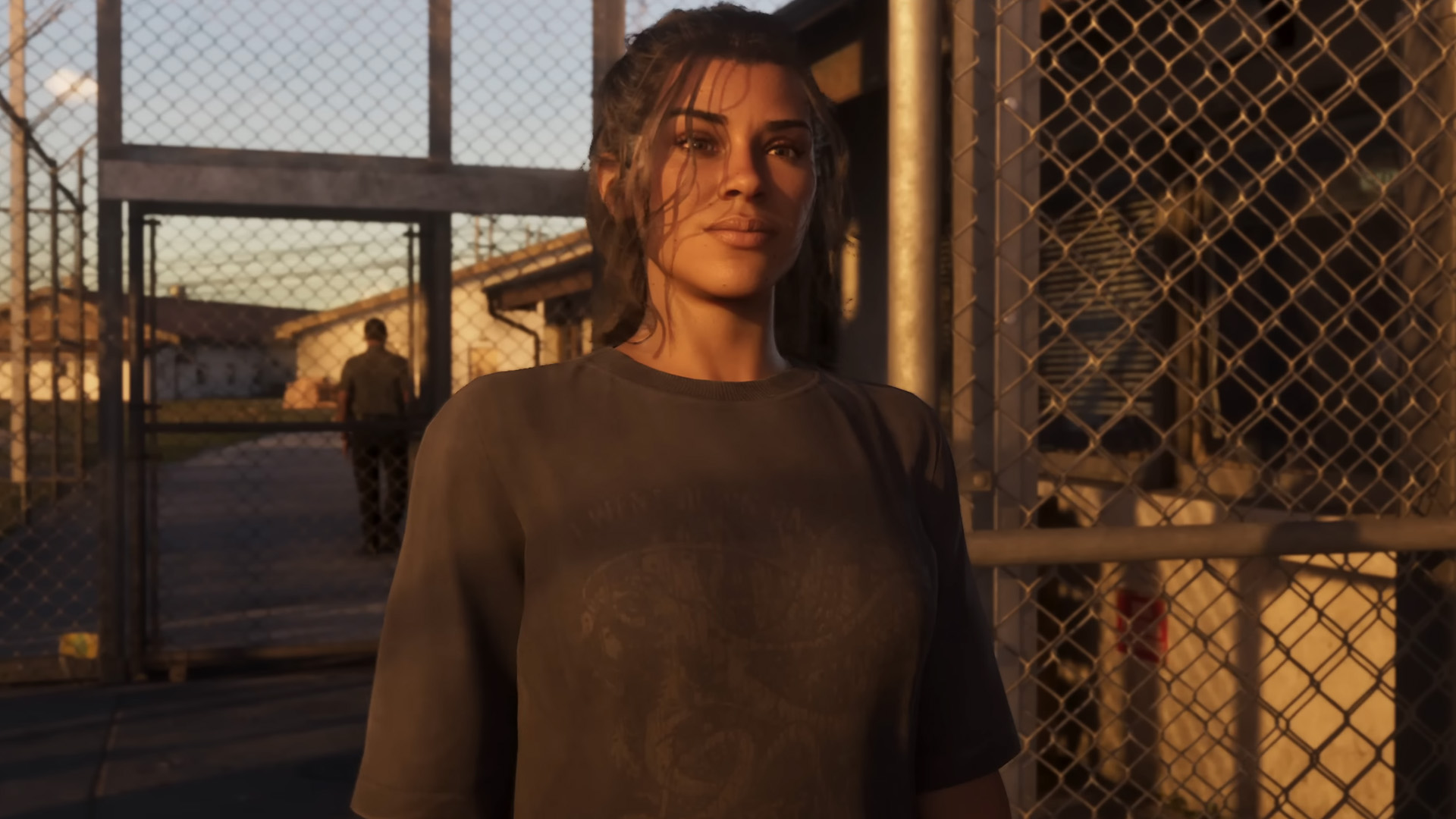 Lucia as she&#039;s just released from jail in the Grand Theft Auto 6 trailer.