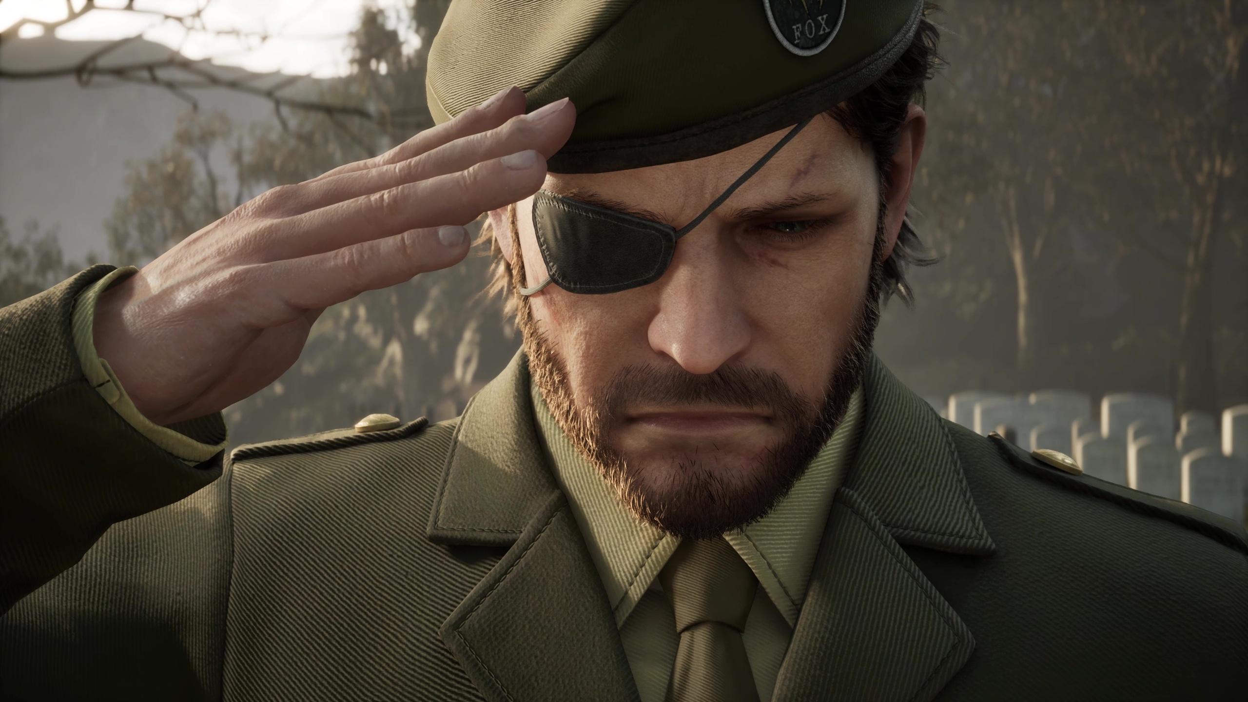 Naked Snake, now Big Boss, salutes in a graveyard Metal Gear Solid Delta: Snake Eater