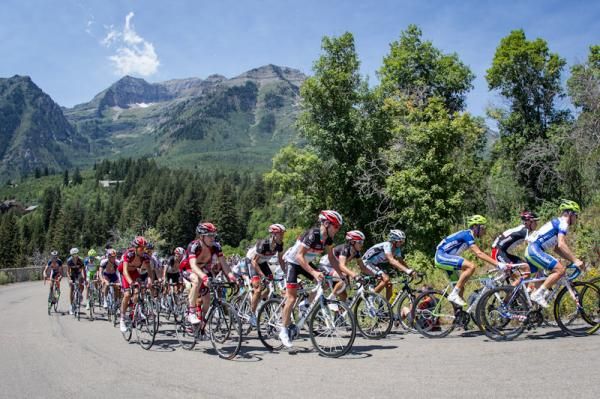 The main bunch works its way up the Alpine Loop climb