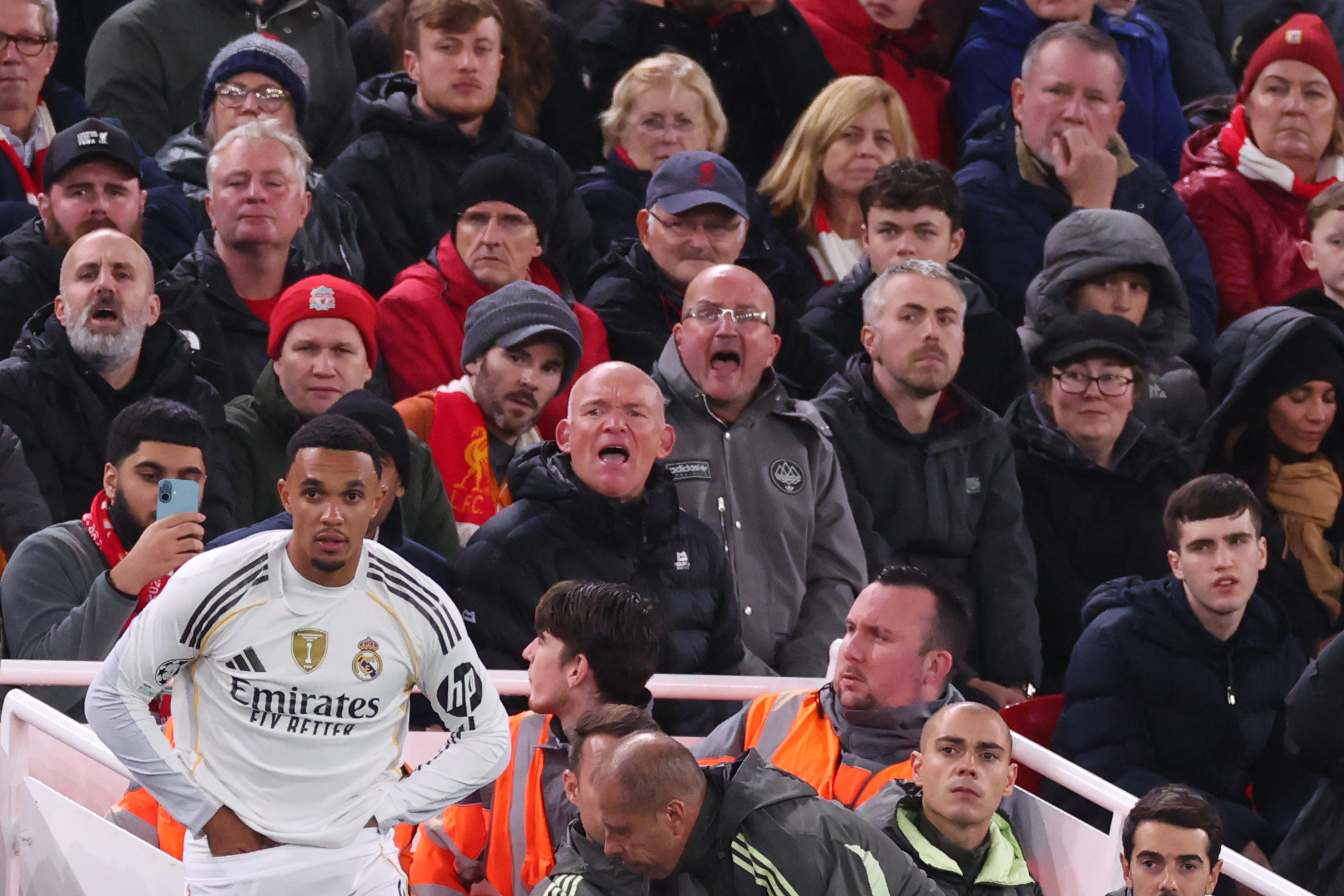 LIVERPOOL, ENGLAND - NOVEMBER 4: during the UEFA Champions League 2025/26 League Phase MD4 match between Liverpool FC and Real Madrid C.F. at Anfield on November 4, 2025 in Liverpool, England. (Photo by Marc Atkins/Getty Images)