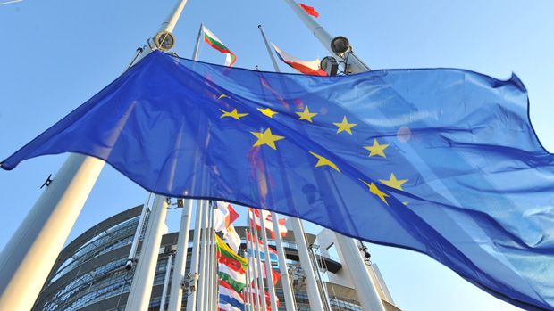 European flags fly in front of the European Parliament in the northeastern French city of Strasbourg on January 16, 2012, on the eve of the first session of the year and the election of the n