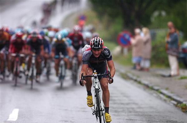 A Silence-Lotto rider sets off in pursuit of Gasparotto