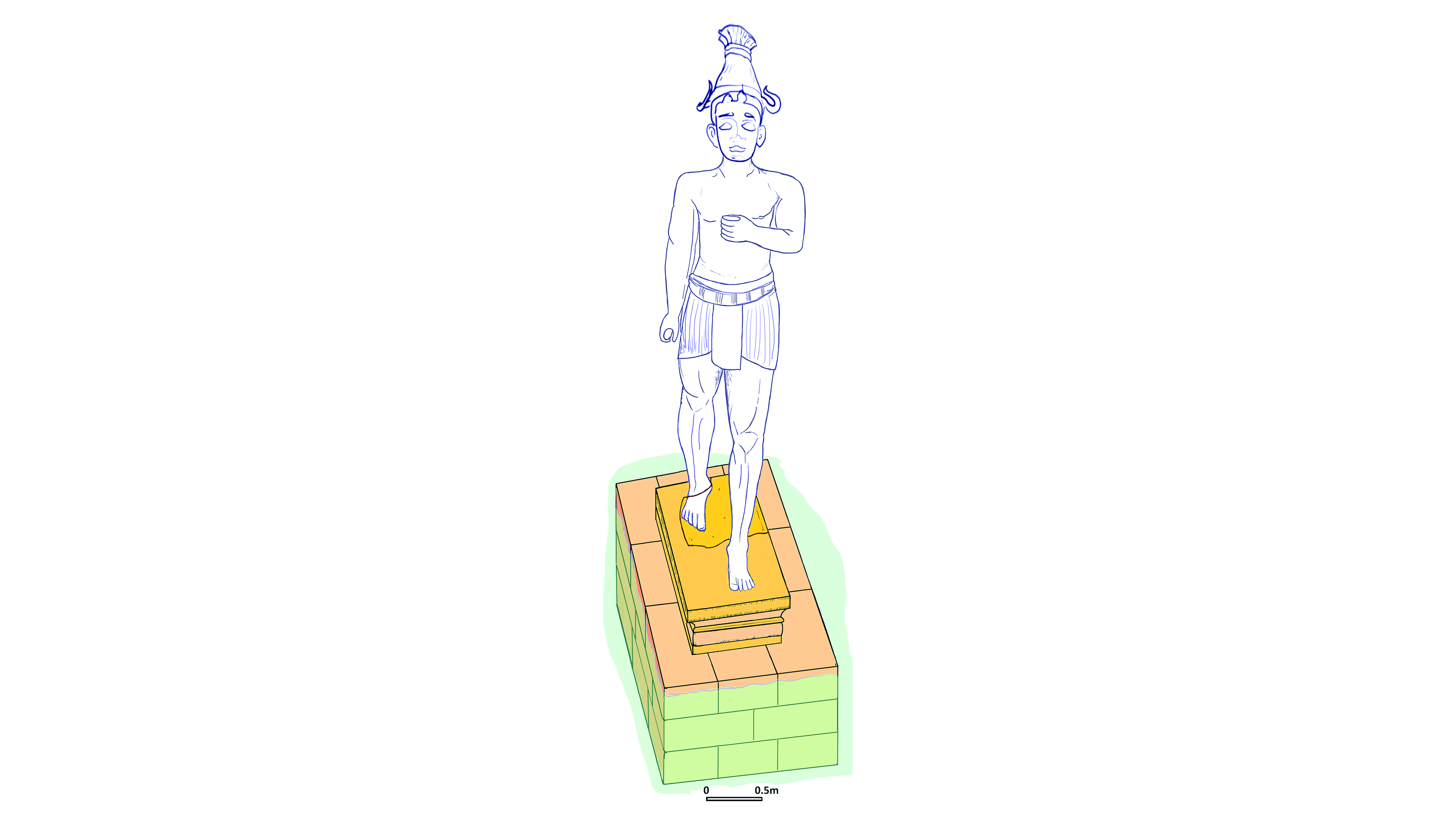 A drawing of what the Ba'al statue that stood in the middle of the pool might have looked like.