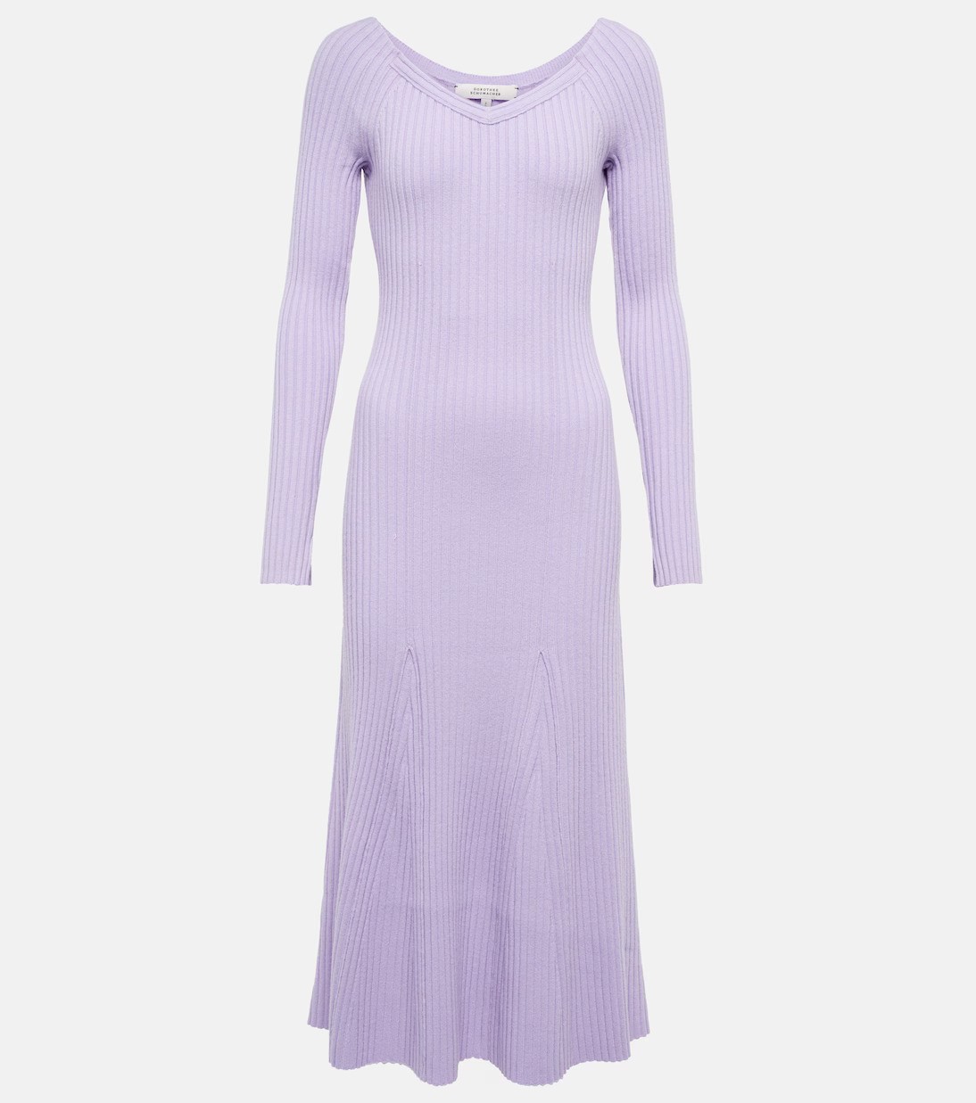 Ribbed Knit Wool Blend Midi Dress